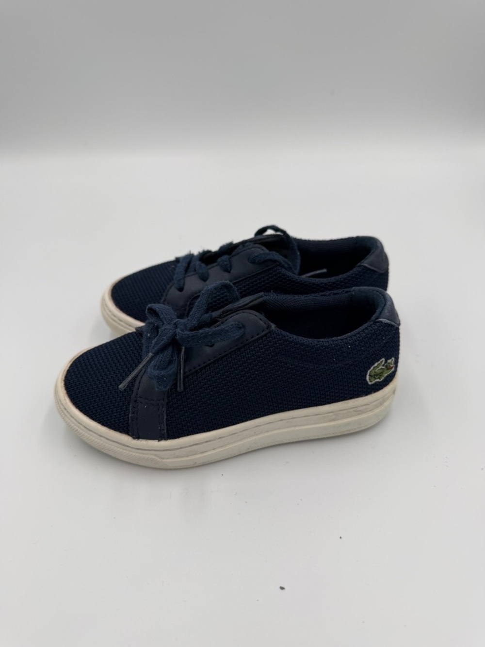 Lacoste Toddler Boys 8 Kids Navy Blue Low-Top Canvas Sneakers Shoes